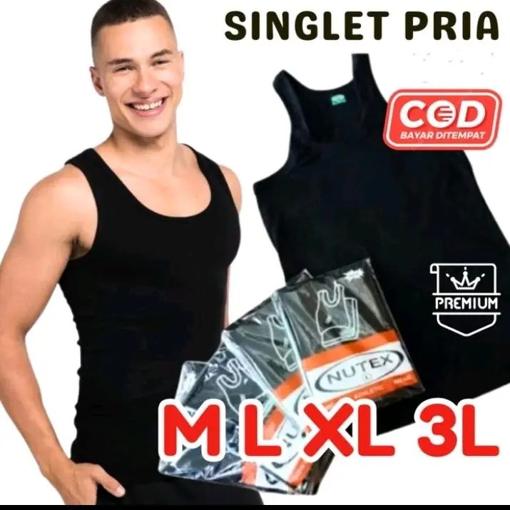 4 PCS SINGLET PRIA HITAM PREMIUM MURAH KAOS DALAM PRIA Dewasa Cowok 4