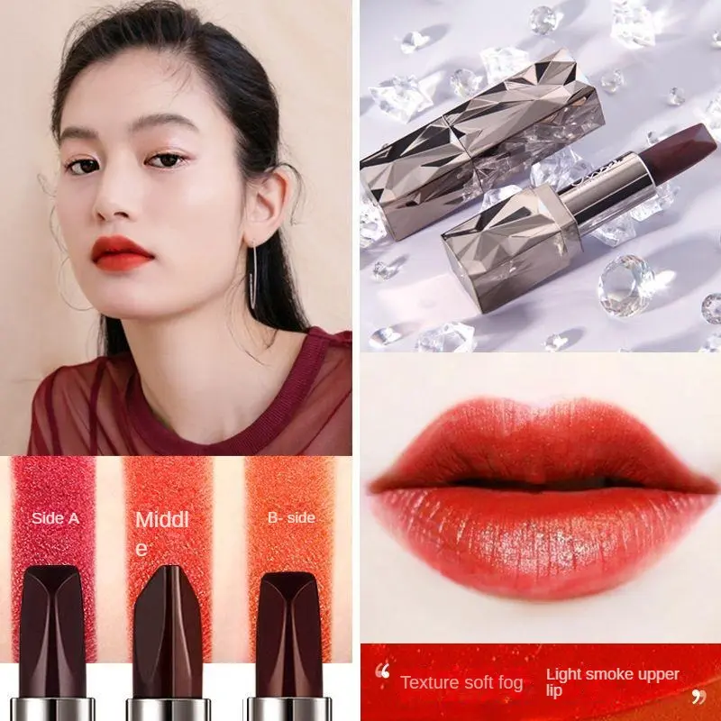Sự Cám Dỗ Của Một Thiên Thần Kim Cương Đen Fengying, Son Môi Ba Màu, Mờ, 3 Màu, Douyin, Người Ảnh Hưởng Trực Tuyến, Cùng Phong Cách, Không Phai, Cốc Chống Dính 3