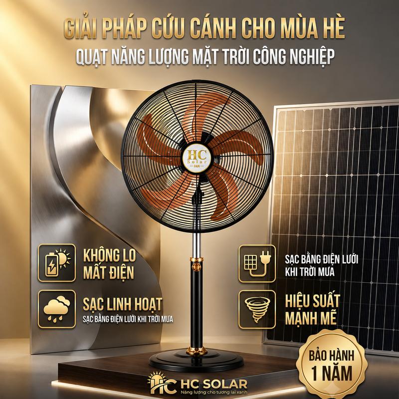 Quat công nghiệp năng lượng mặt trời 18 inch siêu khoẻ