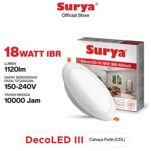 Surya Downlight LED Plafon 3-5-9-15-18 Watt Decoled III IBR Bohlam Lampu Rumah Cool Daylight Putih