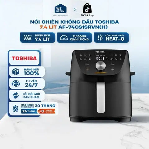 Nồi Chiên Không Dầu Toshiba 7.4 Lít AF-74CS1SRVN(H) - Lòng Nồi Nhôm Phủ Chống Dính - Hàng Chính Hãng