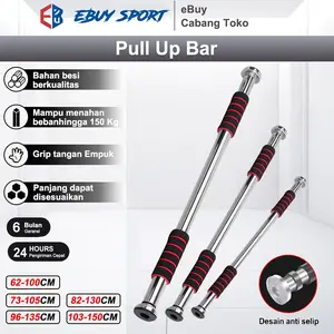 PULL UP BAR ADJUSTABLE 103-150CM - Alat Chin Up Pintu Anti Slip untuk Home Gym, Kuat Menahan Beban 150kg & Cocok untuk Pria Wanita