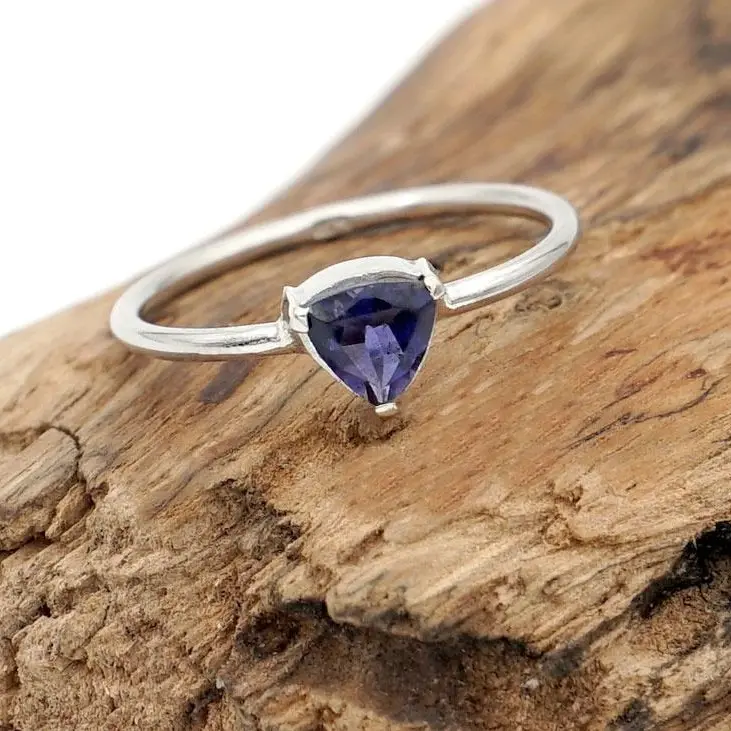 Cincin Imut Wanita Perak 925 Asli Natural Iolite Yolita