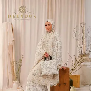 DEENOVA - Mukena Dewasa Katun Foil Motif Renda  Seroja Full Kd Mewah Nyaman Cantik Lembut