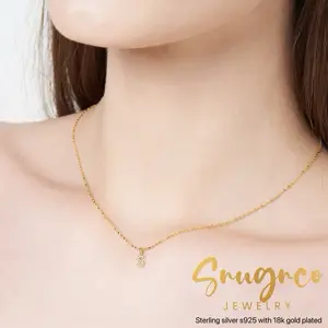 Snug&Co • star chain Initial micro Letter Necklace perak S925 gold plated 18k(liontin+rantai)