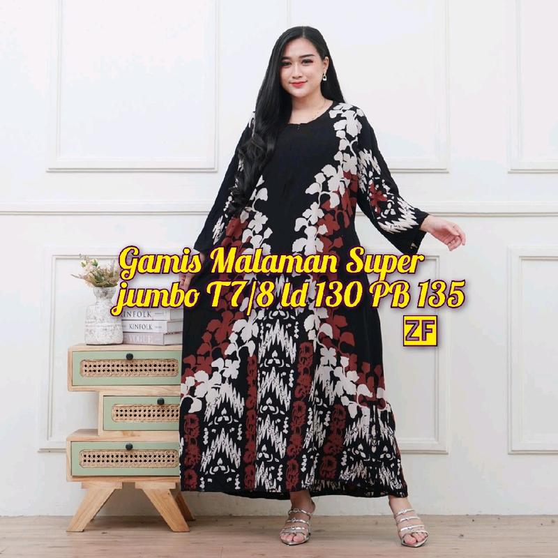 Terbaru Gamis Rayon Pekalongan Cap Malaman Ori Home Dress Busui Super Bige Size Jumbo LD 130 Tangan 7/8 Batik Muslim Nyaman 3
