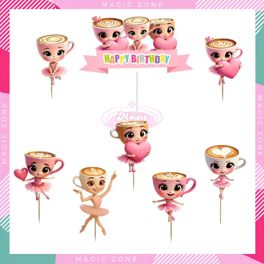 Topper Cake/ Hiasan Kue Ulang Tahun Tusukan/ Ballerina Capucinno