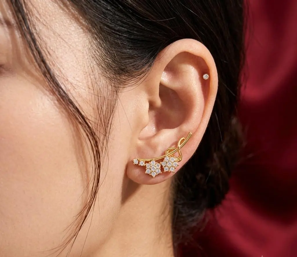 Anting Jalar Permata Cantik Anti Karat Anti Luntur Simple Cantik Titanium Stainless Steel