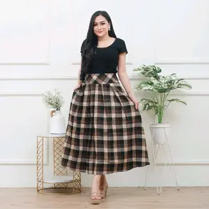 NEW ROK MIDI FLANEL KOTAK WANITA KOREAN STYLE