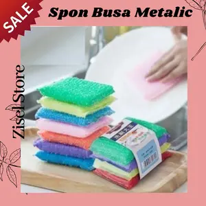 Spons Bantal Busa Cuci Piring Metalik Glitter / Super Magic Sponge
