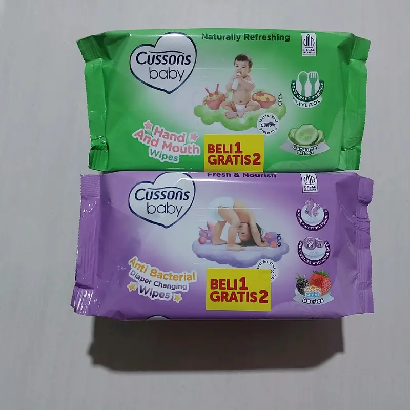 Paket Beli 1 Gratis 2 Tisu Basah Cussons Baby - Tissue Bayi, 45 Lembar - Wipes 1