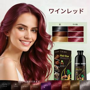 3-in-1 カラーシャンプー 500mL、30分持続処方、やさしい植物由来成分、髪を効果的にカバー