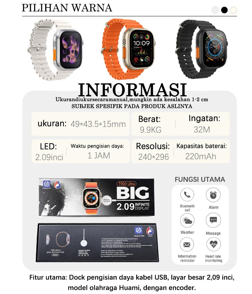 Trend Outdoor Lebaran 2026 MARQ T900 ULTRA Smartwatch Original Tali Jam Laut Warna Lengkap Monitor Kesehatan 24 Jam Panggilan Bluetooth Tahan Air