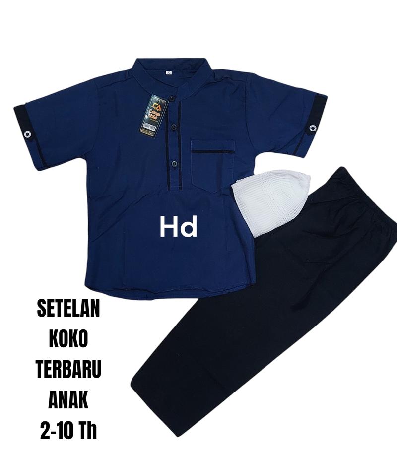 Product Introduction of Setelan Baju Koko Anak Muslim Laki Laki Usia 2-8 Th Kurta Bahan Catun Lembut Dan Nyaman Putih Kombinasi 61