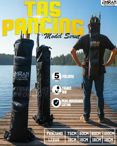 Tas Pancing Tegek Serut 2 Kantong Muat Joran 5-7pcs