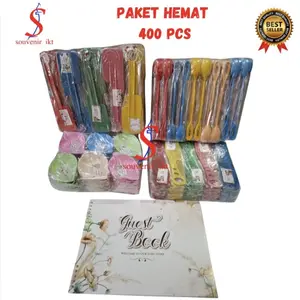 (400pcs)Souvenir Pernikahan Paket hemat free 1 bukutamu + kartu ucapan + nama