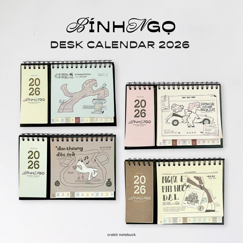 Lịch để bàn 2026 có ghi chú kèm lịch âm Bính Ngọ Crabit Calendar