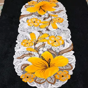 Taplak Meja Ruang tamu keluarga Oval, Taplak meja Rajut Poliester, Taplak meja Rajut Bunga Timbul, taplak meja ruang tamu ukuran 50x100 cm, Taplak meja ruang tamu keluarga Terbaru