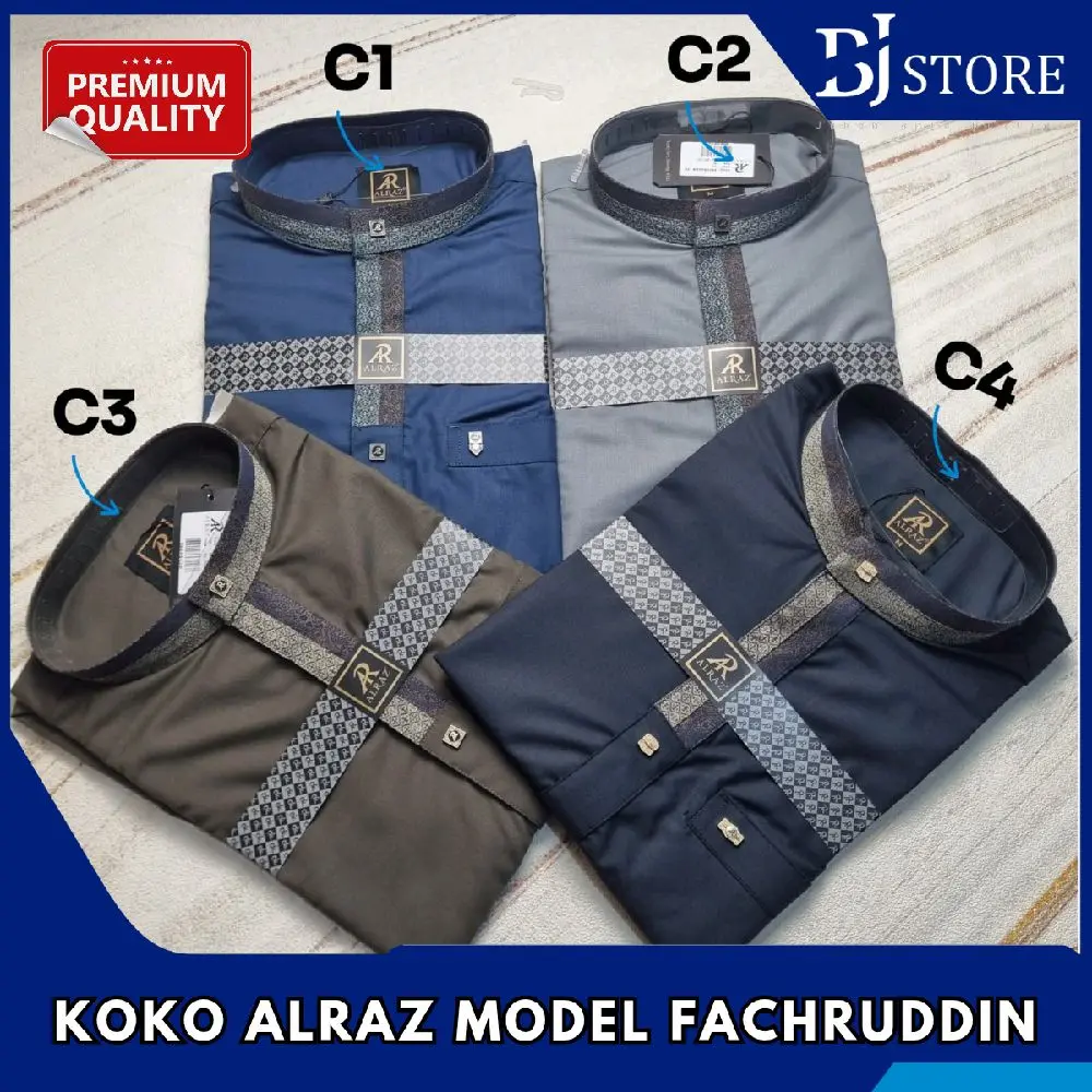 Baju Koko Alraz FACHRUDDIN Lengan Pendek Pria Muslim Premium  / Kemeja Pria Dewasa Katun Premium