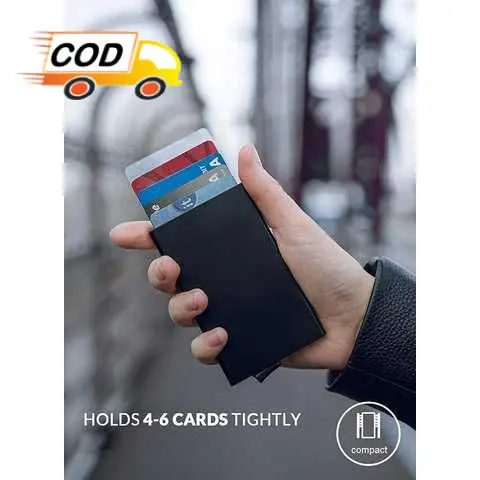 Dompet Kartu Pria Wanita Slim Slider Aluminium Aman Anti Pencurian RFID Cashless Kredit Card ATM KTP 6