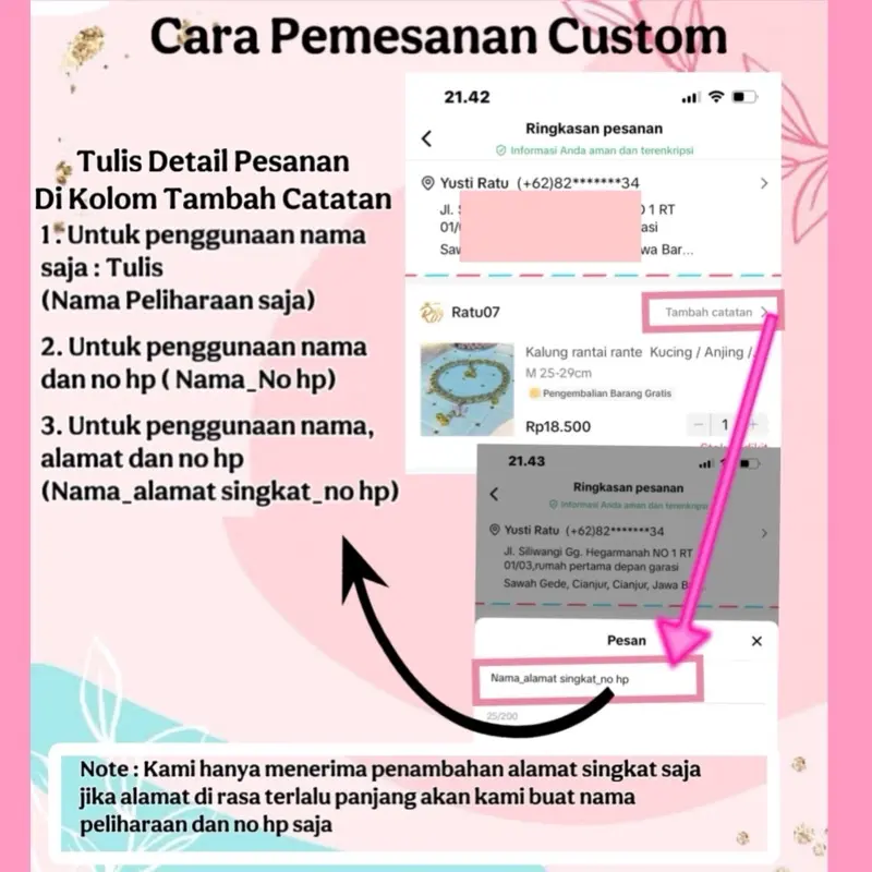 Kalung Kucing Anjing BISA CUSTOM NAMA |Liontin Kucing Anjing Custom Nama | pet collar | kalung rantai kucing | kalung preman 5