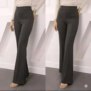 Celana Flare Cutbray Bahan Scuba Polos Melar Panjang Wanita Kantor Kulot Scuba Premium Garis Hijau Karet Nyaman Formal Resleting Depan Jahitan Rapi