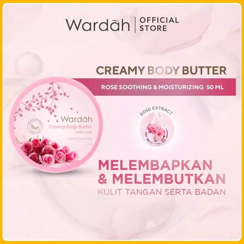 WARDAH - CREAMY BODY BUTTER 50ML | olive rose LAVENDER & GINGER STRAWBERRY PASSION FRUIT Bunga Mawar Tubuh 2
