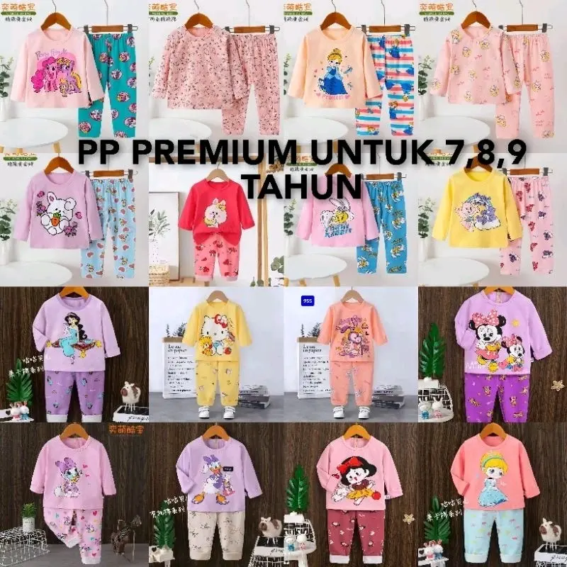 SETELAN PREMIUM ORGANIK PP (PANJANG2)MOTIF CEWEK UNTUK 7,8,9 TAHUN