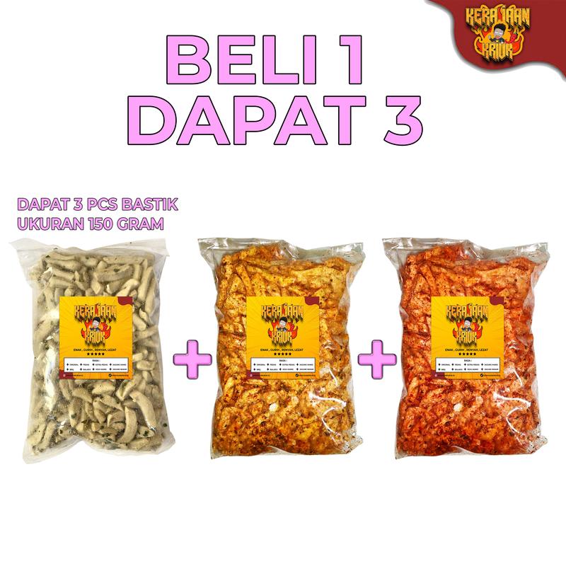 Product Introduction of Beli 1 Dapat 3 Basreng Crispy Original 150gr Pedas 150gr Xtra Pedas 150gr Bumbu Melimpah Cemilan Bastik Snack Makanan 42