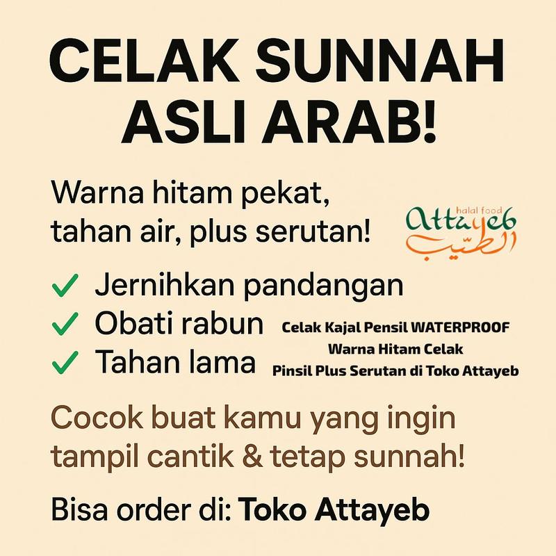Celak Kajal Pensil WATERPROOF Warna Hitam Celak PINSIL Mata Arab KOHL ada Serutan Eyeliner Kosmetik Dubai 4