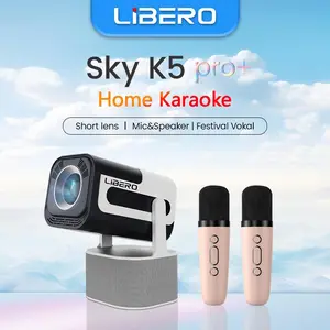 【New Arrival】LIBERO Projector Sky K5 Pro+ Proyektor Rumah | Speaker & Mic Terintegrasi | Bonus 2 Gamepad untuk Game & Karaoke | Cocok untuk Nonton & Party!