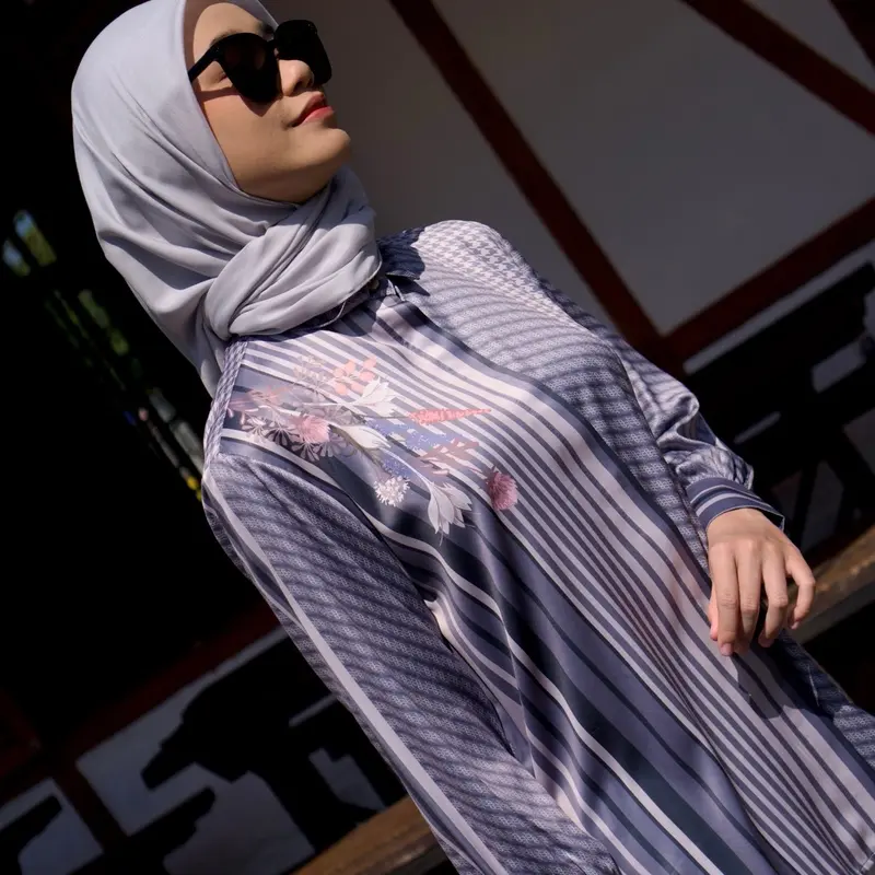 GABRIAL ALMA SHIRT Atasan Wanita Exclusive Monogram Printed Limited Gabrial Hijab top Silk Silky Glow Kancing Cantik kantor kasual timeless stripe fashion 6