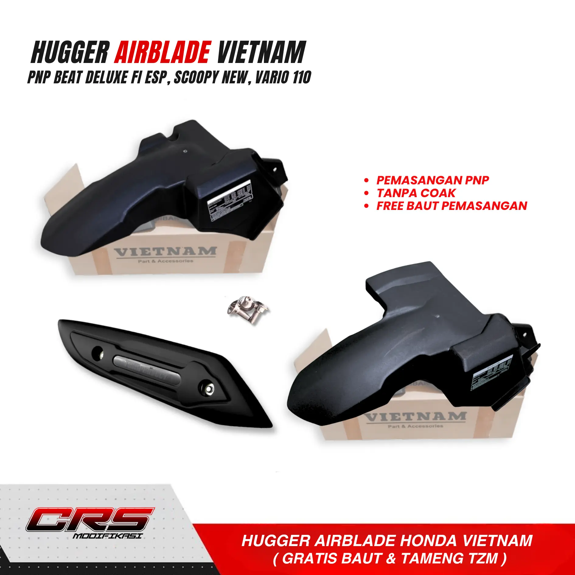 Hugger Airblade Beat Deluxe FI Street Karbu Scoopy Genio PNP Vietnam Parts Hugger air blade beat spakbor kolong beat Motorcycle Sporty