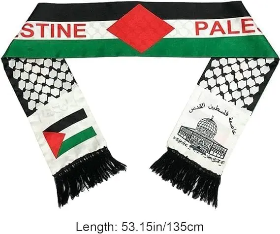 Palestine Flag Scarf Double Side Scarf Palestine  Arab Satin Scarf Shawl for Men Women Wedding Holiday Gifts
