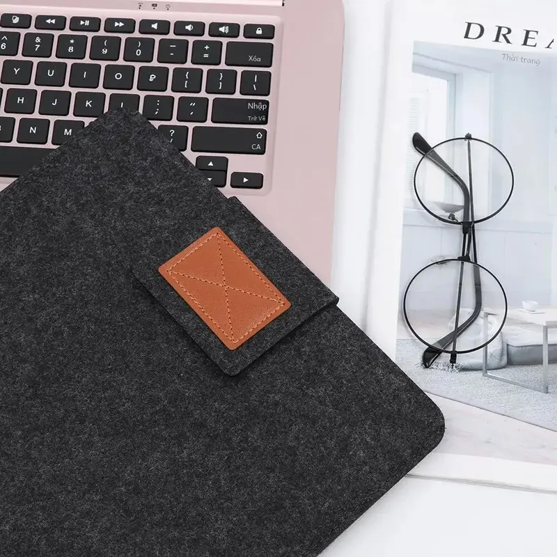 Túi đựng máy tính xách tay Cầm Tay bảo vệ nỉ chống trầy xước, dành cho 11 13 15 inch Ipad Pro Kindle Macbook, Unisex, Tay áo đựng 2