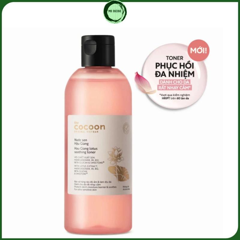 Nước Hoa Hồng Cocoon Sen Hậu Giang Phục Hồi Da Cấp Ẩm Thuần Chay 310ml - Mibebe