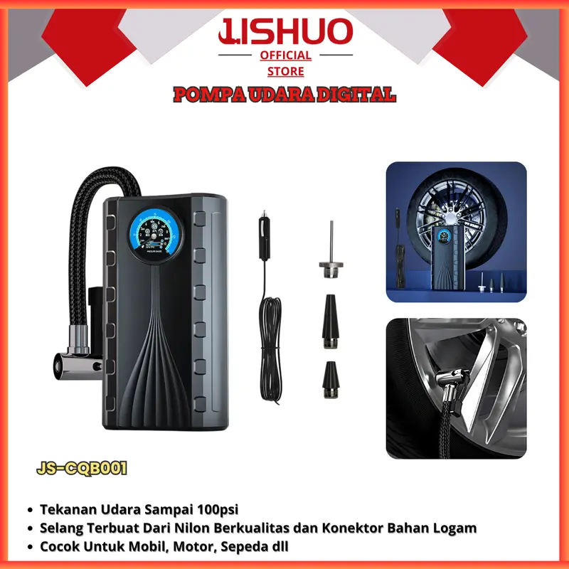 JISHUO CHARGE PUMP / POMPA MOBIL PORTABLE INFLATOR POMPA BAN MOBIL ELETRIC LCD DISPLAY 120W JS-CQB001 0