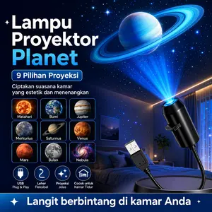 6Disk Lampu Proyektor Planet LED USB Lampu Tidur Galaxy Langit Berbintang Bisa Ganti Pola Dekorasi Kamar