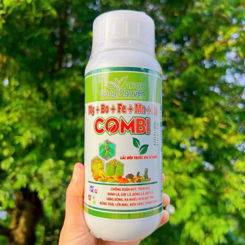 COMBI CHAI 500ml Mg+Bo+Fe+Mn+Zn - phân bón trung vi lượng giúp xanh lá dày lá sáng bông đẹp trái xanh gai... 500ml pha 400 lít nước