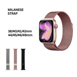 Milanese Stainless Steel Loop Strap Jam Tangan Pintar / Smart Watch bahan Elastic Nylon model sporty ukuran 38mm 42mm 44mm 45mm 46mm 49mm - HItam/Black, 38/40/41/42mm