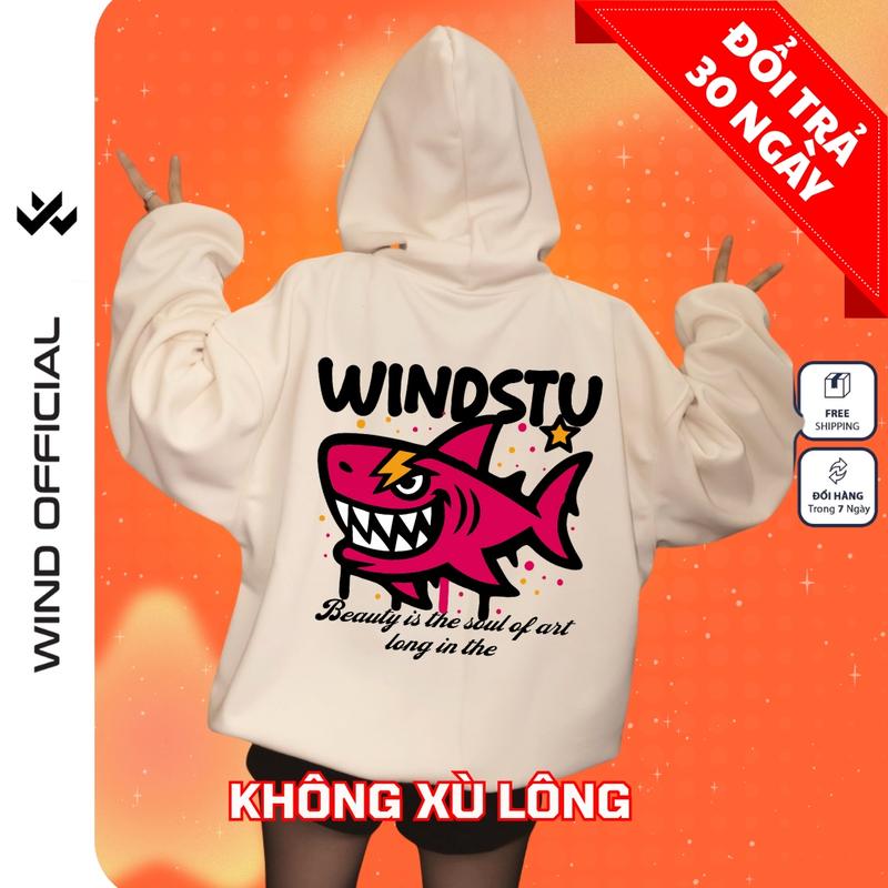  Áo hoodie nam nữ Không Xù Lông WIND Shark W áo khoác zip dây kéo nỉ bông thời trang local brand unisex chống nắng 