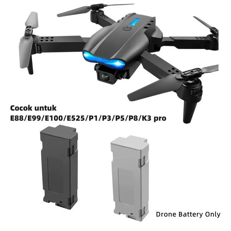 （COD）Baterai Cadangan Ori untuk Drone E99/E88/E100/P1/P3/P5/P7/P8/P10/K3 Pro 1800mAh 3,7V Accessories drone balap 2