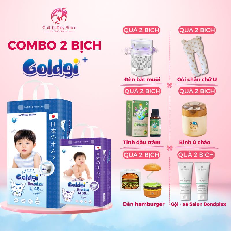   Chọn quà  COMBO 2 bịch Goldgi Cao cấp - Goldgi Premium - Mẫu mới -Tã bỉm Goldgi Nhật Bản đủ size quần dán Cho Bé - Childs Day Store bỉm quần cho bé 