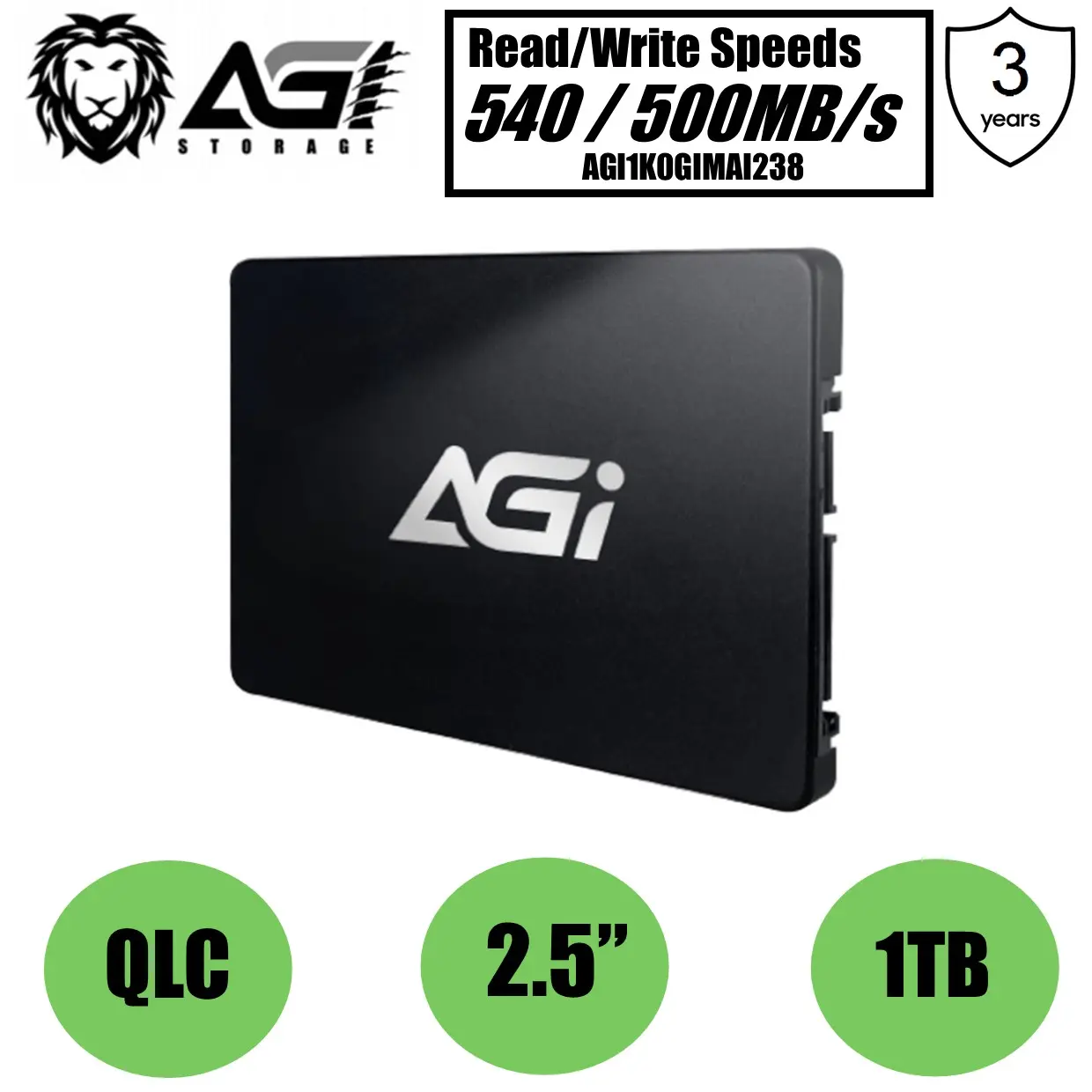AGI Intel N18/N28 QLC NAND SATA SSD 2.5 (256GB/512GB/1TB)
