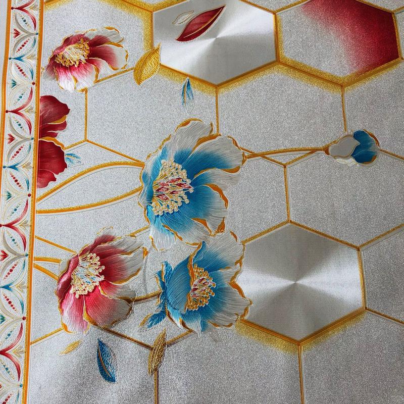 Product Introduction of Taplak meja gaya kontemporer kualitas tinggi hot stamping waterproof pvc taplak meja 3d heksagonal dan pola bunga 11