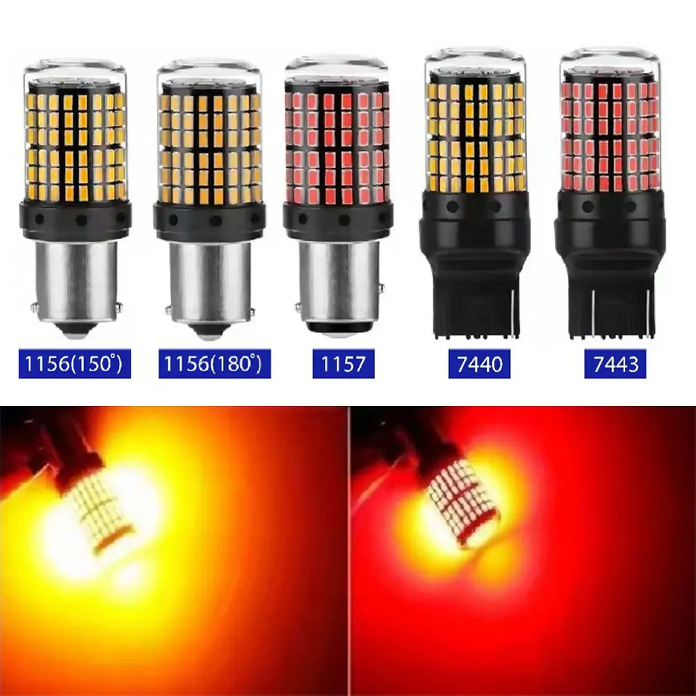1Pair  144SMD Car Signal Brake Bulb 12V 1156 1157 7440 7443 High Brightness Universal Driving