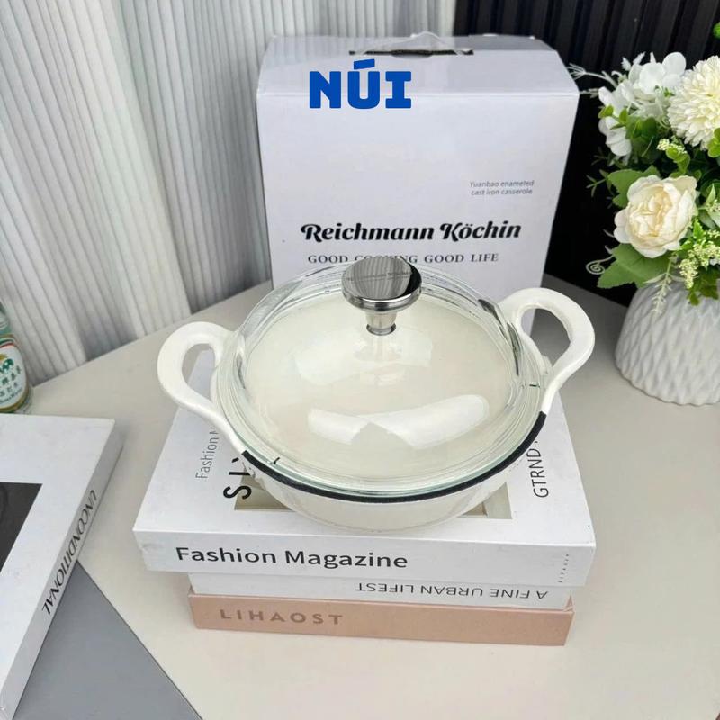 Nồi Gang Tráng Men Reichmann Kochien size 20,24,26 Dùng Bếp Từ Ga Điện Từ