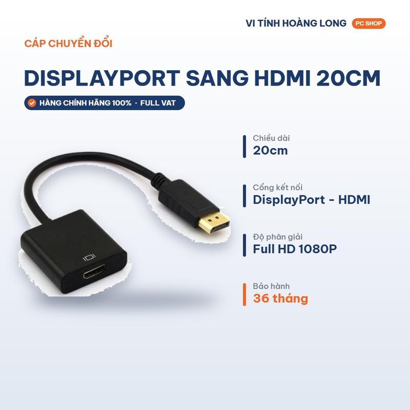 Cáp Displayport sang HDMI dài 20cm giá rẻ - Siêu bền
