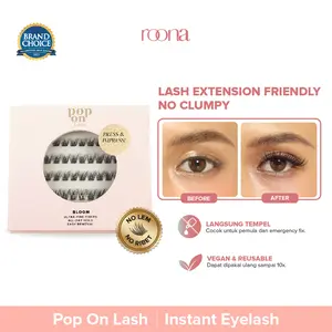 ROONA Pop-On Lash [Langsung Tempel] Individual Lash | Bulumata Palsu Dengan Lem Perekat, Bulu Mata Langsung Nempel Tanpa Lem