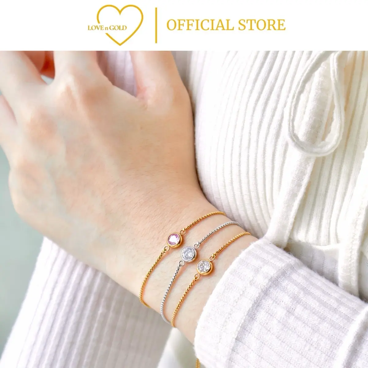 Loven.Gold Serut kristal mata #2010 gelang bracelet titanium anti karat perhiasan wanita aksesories tangan